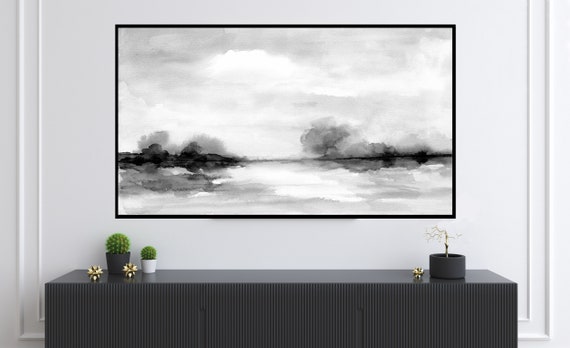 Frame TV Art Black and White Landscape Minimalist Landscape