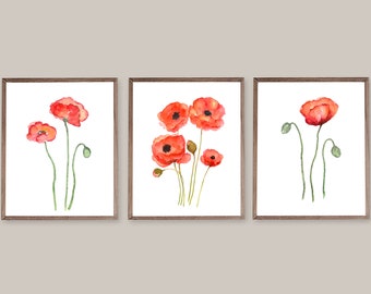 Poppy Flower Print Printable Wall Art Instant Download DIY | Etsy