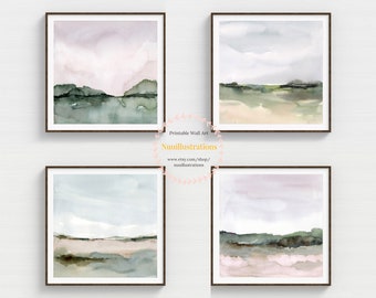 Abstract Landscape Print Set of 4 Printable Wall Art Downloadable