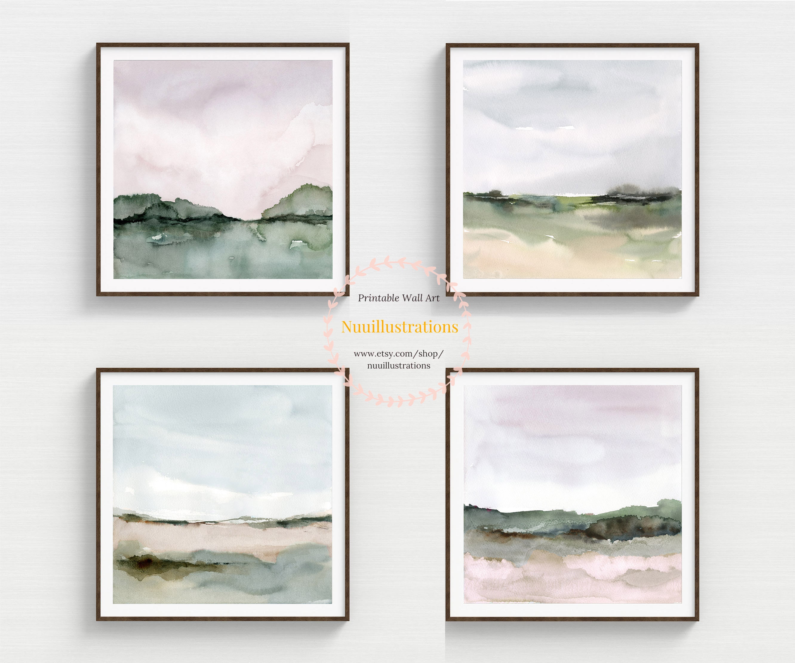 Abstract Landscape Print Set of 4 Printable Wall Art Etsy