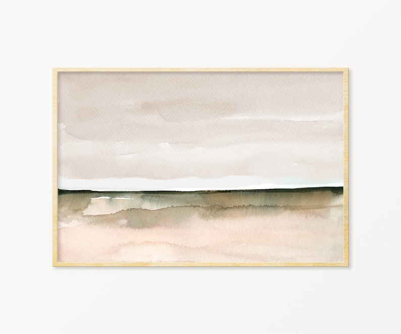 Neutral Landscape Print Printable Wall Art Minimal Abstract Landscape instant Download DIY Print Watercolor Painting Neutral Brown Blush image 1