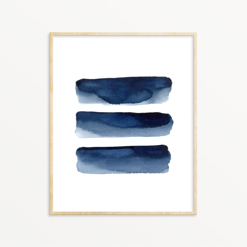 Blue Watercolor Wall Art Print Printable Abstract Modern Etsy