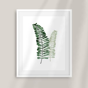 Fern Print, Watercolor Plant, Leaves Printable Wall Art, Botanical Print, Download Watercolor Fern and Leaf, Greenery Art, Green leaves