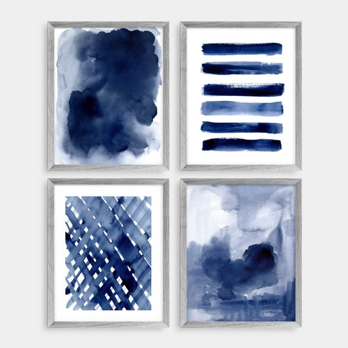 Watercolor Blue Flower Printable Wall Art Abstract Flower - Etsy