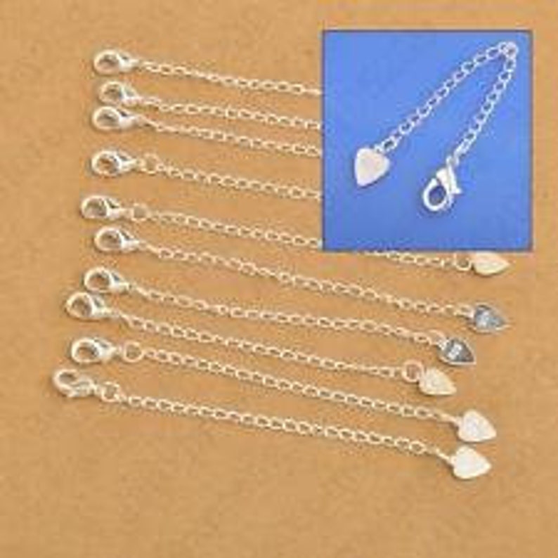 Pure 925 Sterling Silver Chain Extender With Heart Tag Lobster Etsy