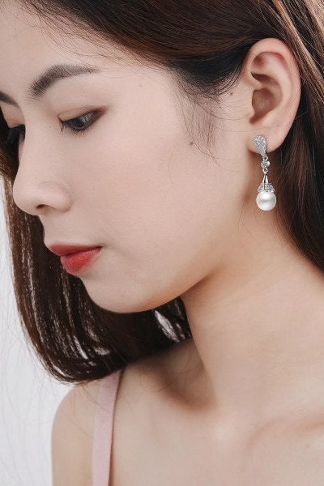 925 Sterling Silver Bridal Pearl Drop Earring Crystal Teardrop Dangle CZ  Earring Wedding Jewelry - Etsy
