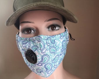 Face Mask-High Quality Reusable Face Mask/Washable Mask with Pocket Filter, Breathing Valve, Nose Wire and comes with filter
