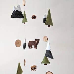 Bear Baby Mobile, Mountain Baby Mobile, Woodland Nursery Decor, Baby Shower Gift, Felt Mobile, Woodland Mobile, Outdoor Adventure Nursery