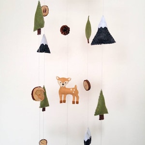 Deer Baby Mobile, Mountain Baby Mobile, Woodland Nursery Mobile, Baby Boy Mobile, Felt Mobile, Woodland Animal Decor, Baby Shower Gift
