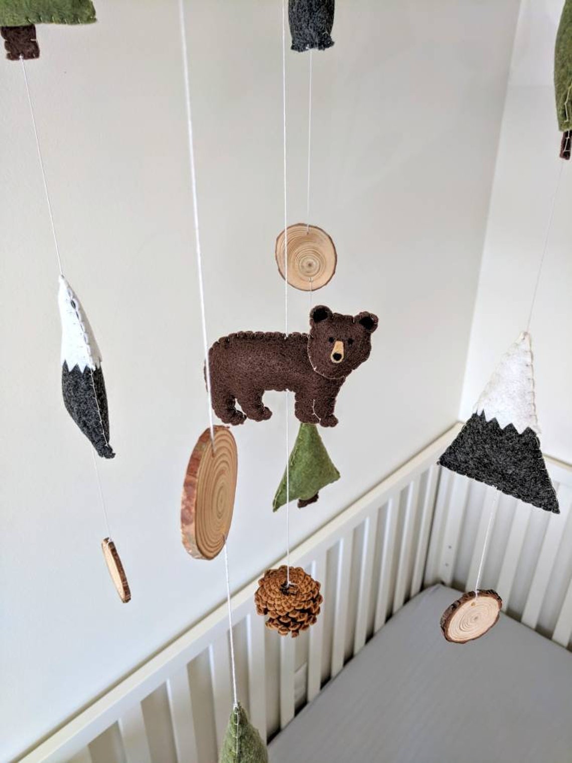 Bear Baby Mobile Mountain Baby Mobile Woodland Nursery Etsy