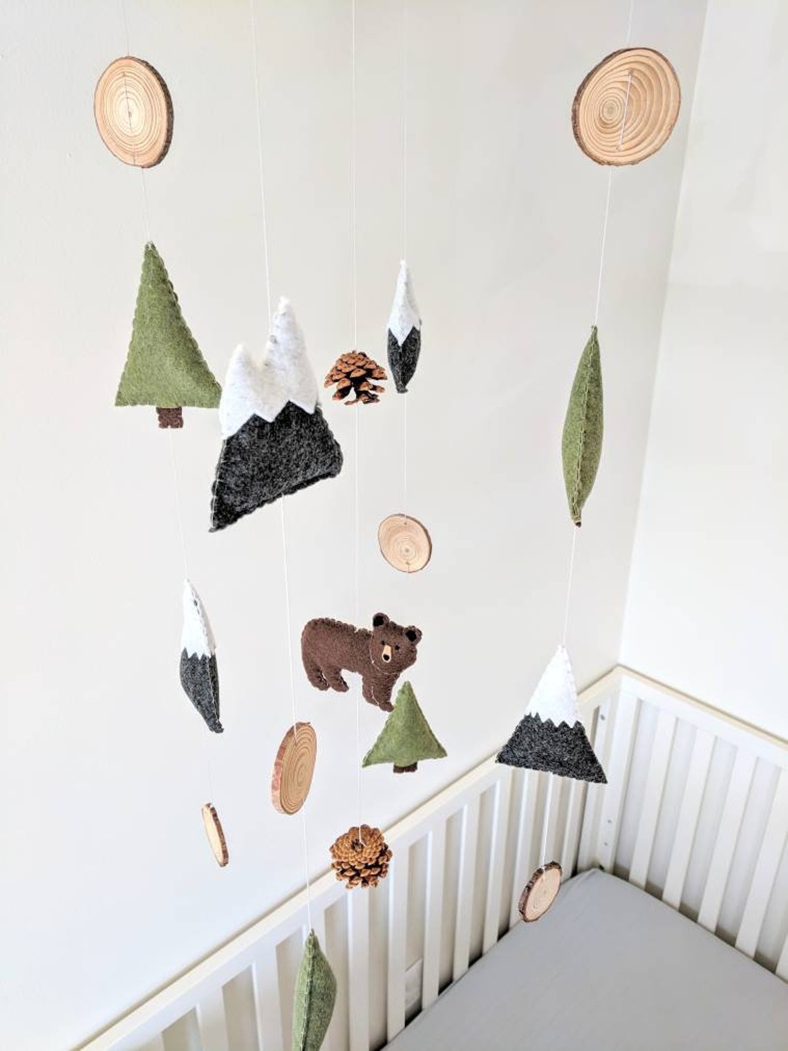 Bear Baby Mobile Mountain Baby Mobile Woodland Nursery Etsy