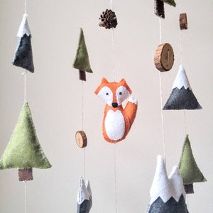 Fox Baby Mobile, Mountain Baby Mobile, Woodland Nursery Mobile, Baby Mobile, Felt Mobile, Outdoor Adventure Nursery Decor, Baby Shower Gift