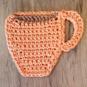 Crochet Coffee Cup Coasters Papaya