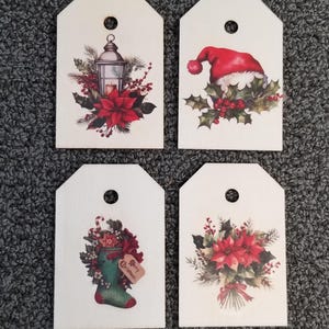 Holiday / Christmas Wooden Gift Tags - Vintage Images (Sets of 4 tags each)