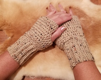 Ribbed Cuff Crochet Hand Warmer