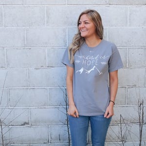 Anchored in Hope Comfort Colors T-Shirt Grey Mountains Psalm 121 Isaiah 40:31 Trendy T-Shirt Faith Based Shirt Hope Shirt image 2