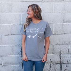 Anchored in Hope Comfort Colors T-Shirt Grey Mountains Psalm 121 Isaiah 40:31 Trendy T-Shirt Faith Based Shirt Hope Shirt image 3