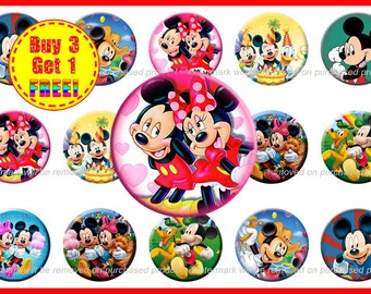 Mickey Mouse 1 inch Bottle Cap Images - Mickey Mouse Images - Instant Download - High Resolution Images - Buy 3, Get 1 FREE