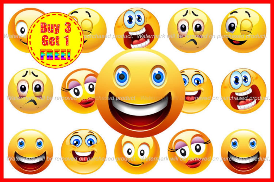 Emoticons Bottle Cap Images Emoji Faces Instant Download High ...
