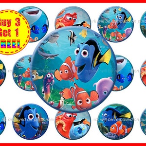 Finding Dory Bottle Cap Images - Dory Bottle Cap Images - Instant Download - High Resolution- Images - Buy 3, Get 1 FREE