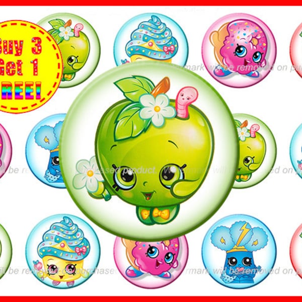 Imágenes de tapas de botellas de Shopkins - Imágenes de tapas de botellas - Descarga instantánea - Imágenes de alta resolución - Compre 3 y obtenga 1 GRATIS