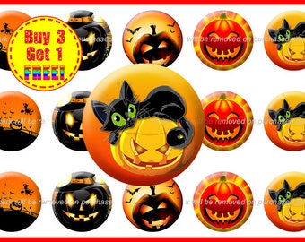 Halloween 1 inch Bottle Cap Images - Halloween Images - Instant Download - High Resolution Images - Buy 3, Get 1 FREE (Hal2)
