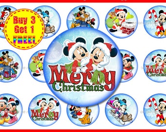 Mickey Mouse Christmas Bottle Cap Images - Christmas Images - Instant Download -  High Resolution Images - Buy 3, Get 1 FREE - Christmas 7