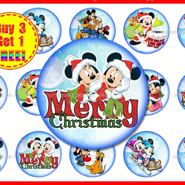 Mickey Mouse Christmas Bottle Cap Images - Christmas Images - Instant Download -  High Resolution Images - Buy 3, Get 1 FREE - Christmas 7