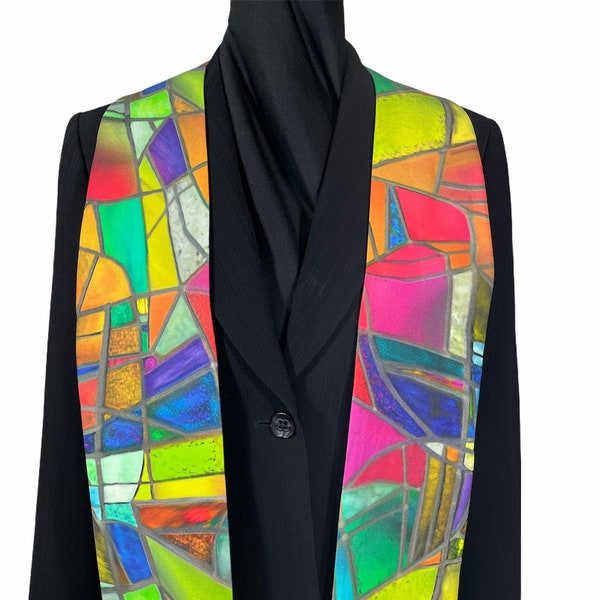 Bright Stained Glass Clergy Stole