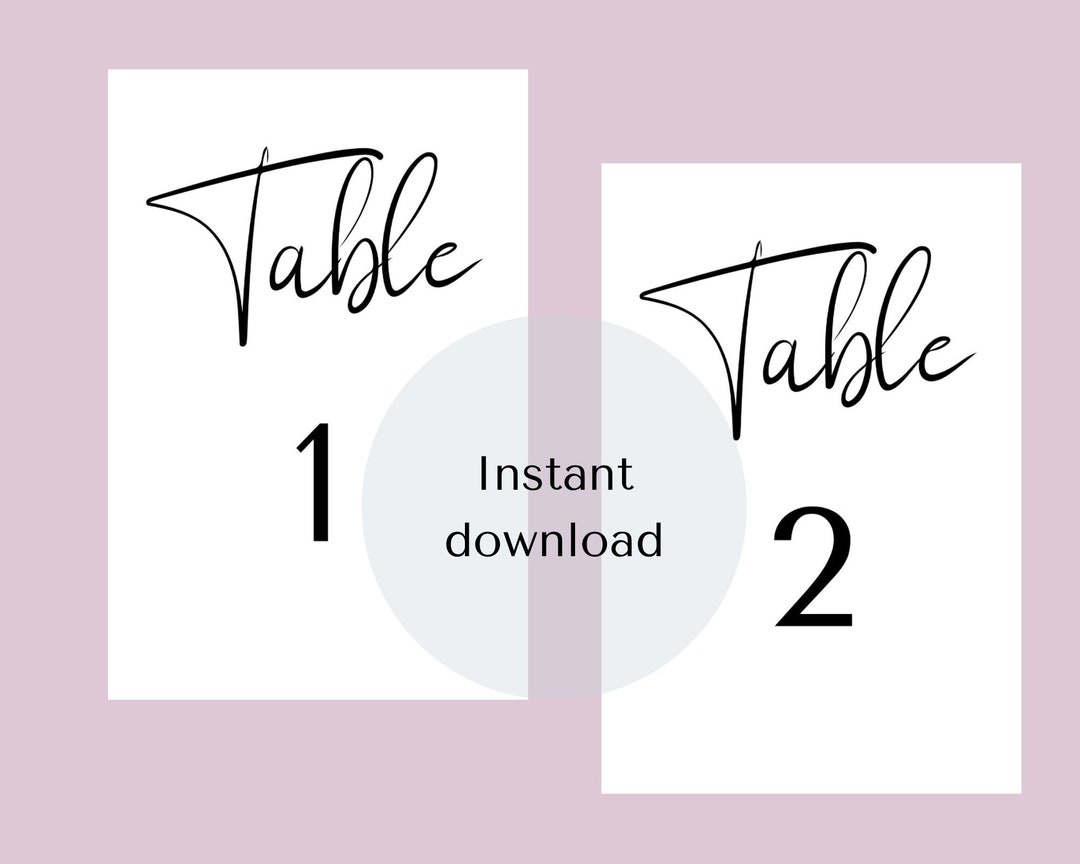 Wedding Table Numbers Template | Digital Download | Printable PDF File ...