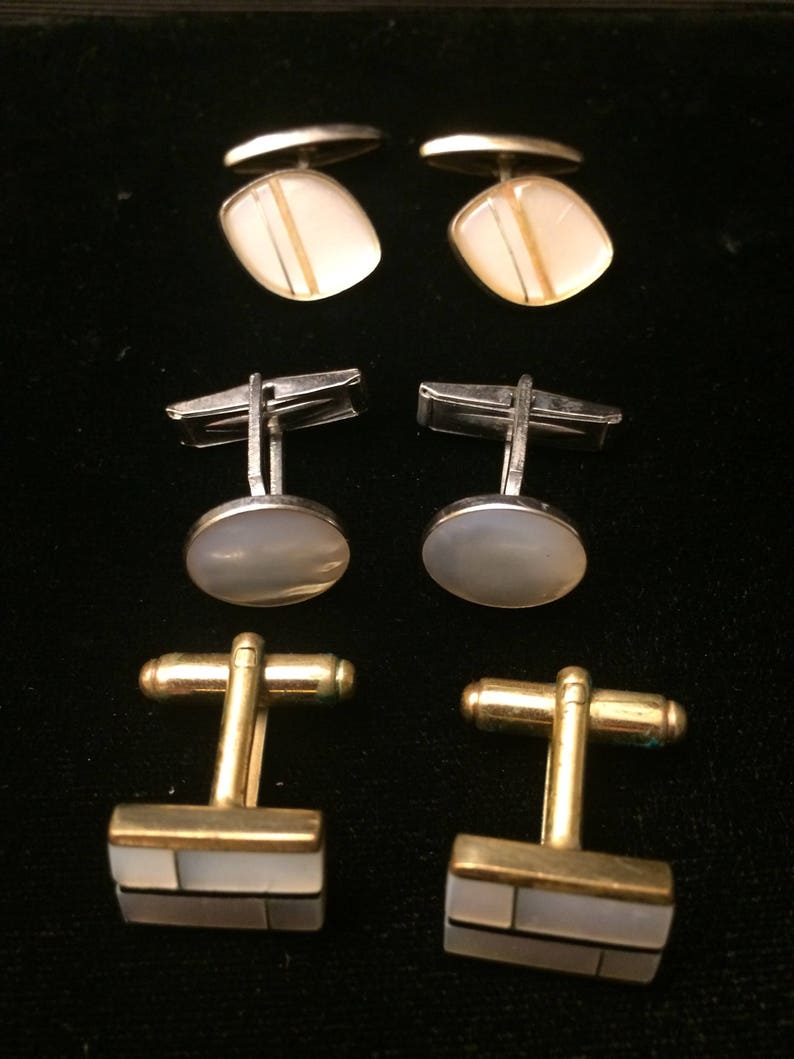 Mother of Pearl Cufflinks 3 Pairs