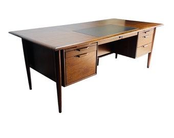 Mid Century Modern Walnut Executive Desk by Castillian Alma