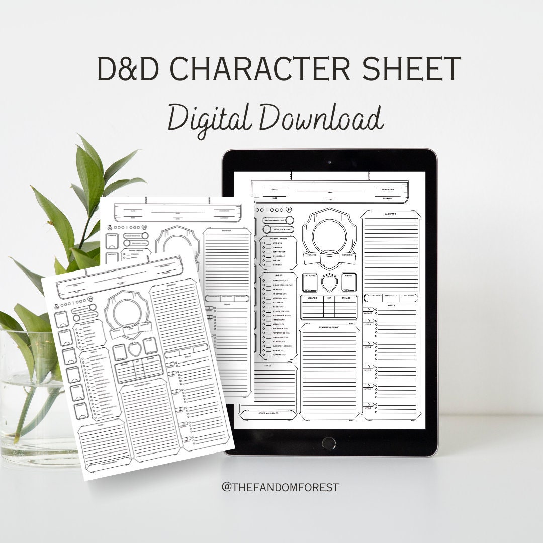 D&amp;D Ranger Character Sheet Single Sheet One Page Character Sheet - Etsy