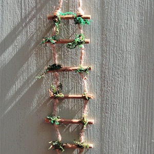 30 cm Rope Ladder for a Fairy House or Garden With Or Without Moss. Made from Light Brown Willow and Jute Twine