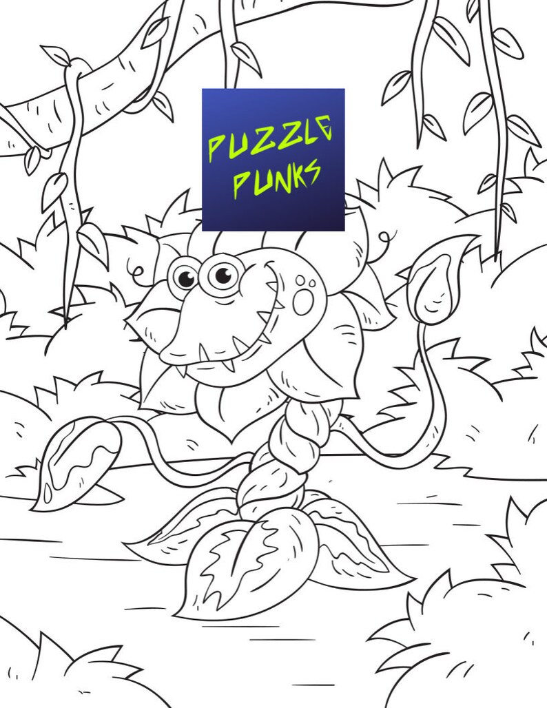 Flower Monster Printable Coloring Page - Etsy