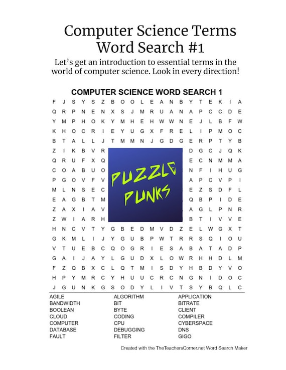 printable word search puzzle about computers and computer etsy