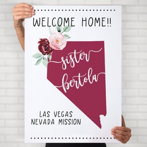 Missionary State Poster | Missionary Homecoming Poster | LDS Sign | LDS Mission Sign | Missionary Flower Poster | Welcome Home Sign |Cursive