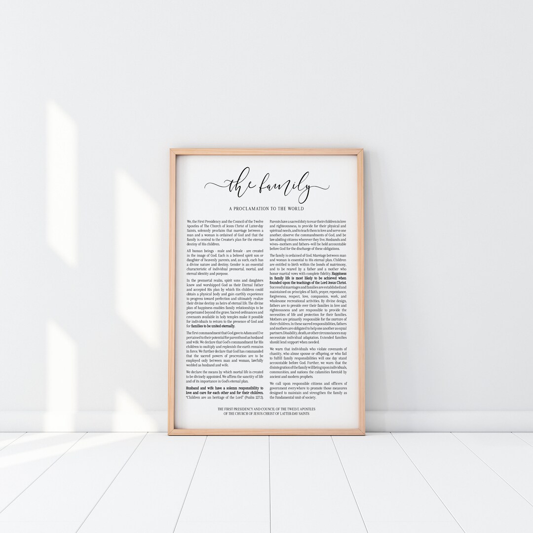 The Family Proclamation Print | LDS Poster | LDS Family Proclamation ...
