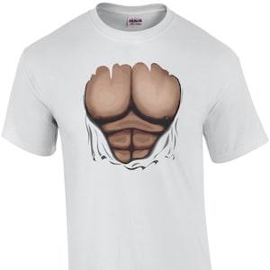 Exposed 6-Pack Chest Funny T-Shirt image 1