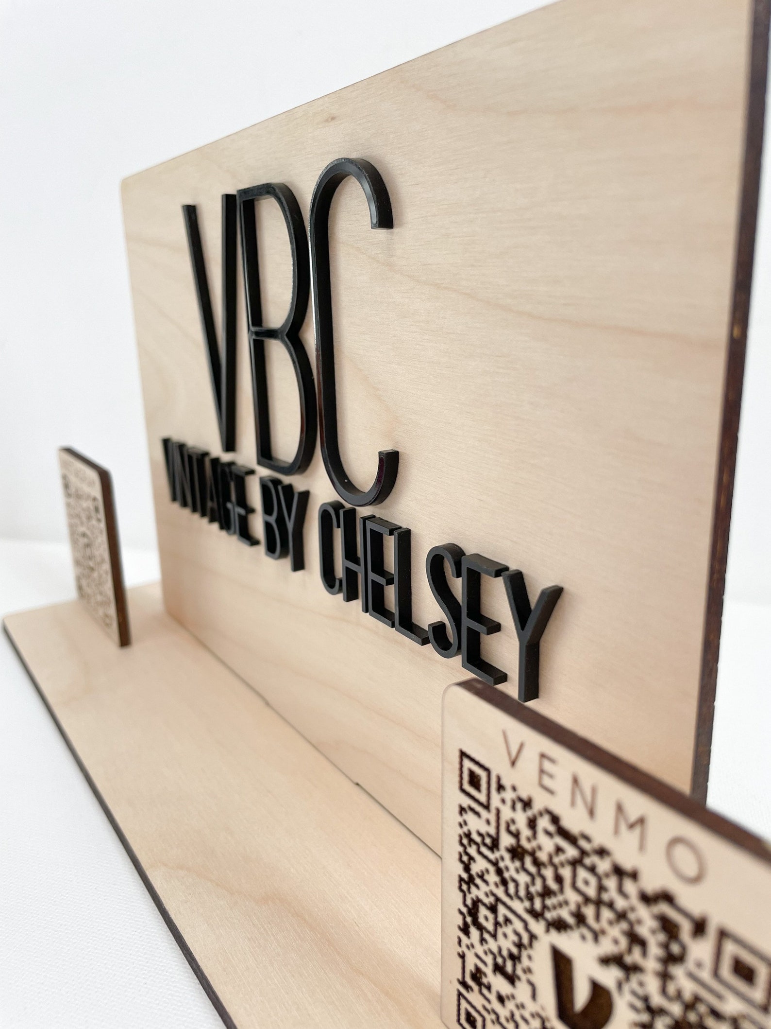 Rectangle Table Top Wooden Logo Sign Display // Business Card Etsy