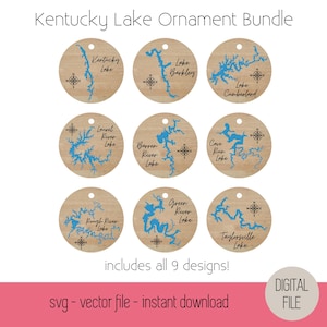 Kentucky (KY) Lake Ornaments 3D - Digital Download - Vector SVG File - Glowforge File