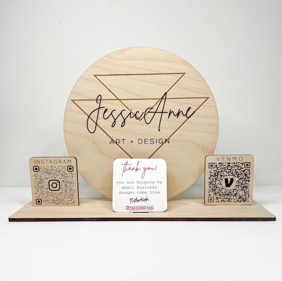 Circle Table Top Wooden Logo Sign Display // Business Card Etsy