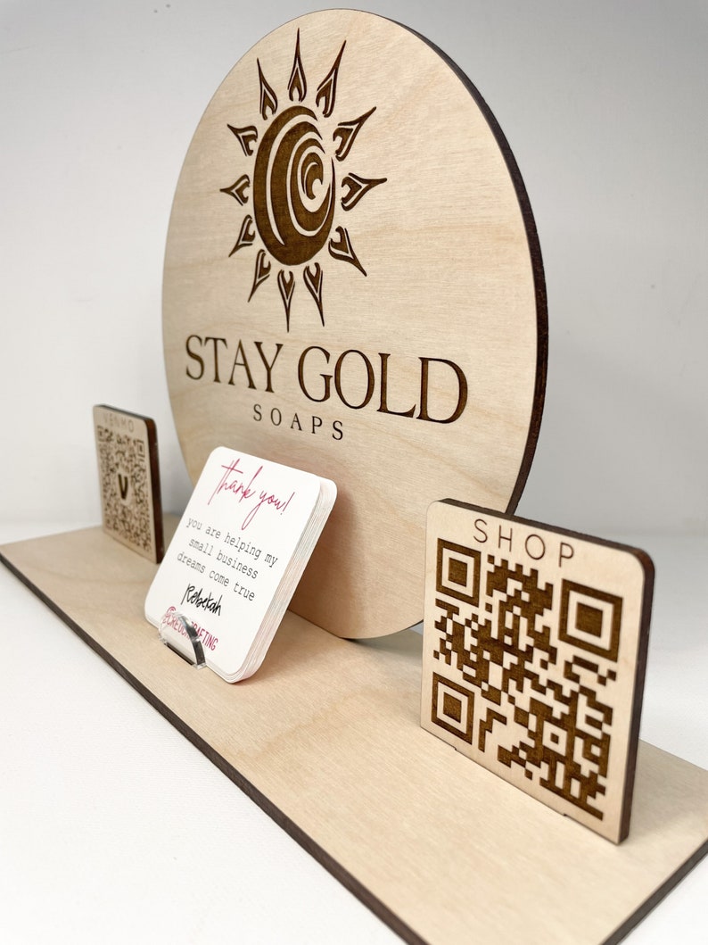 Circle Table Top Wooden Logo Sign Display // Business Card Etsy