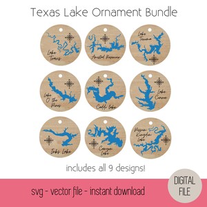 Texas (TX) Lake Ornaments 3D - Download digital - Arquivo SVG vetorial - Arquivo Glowforge