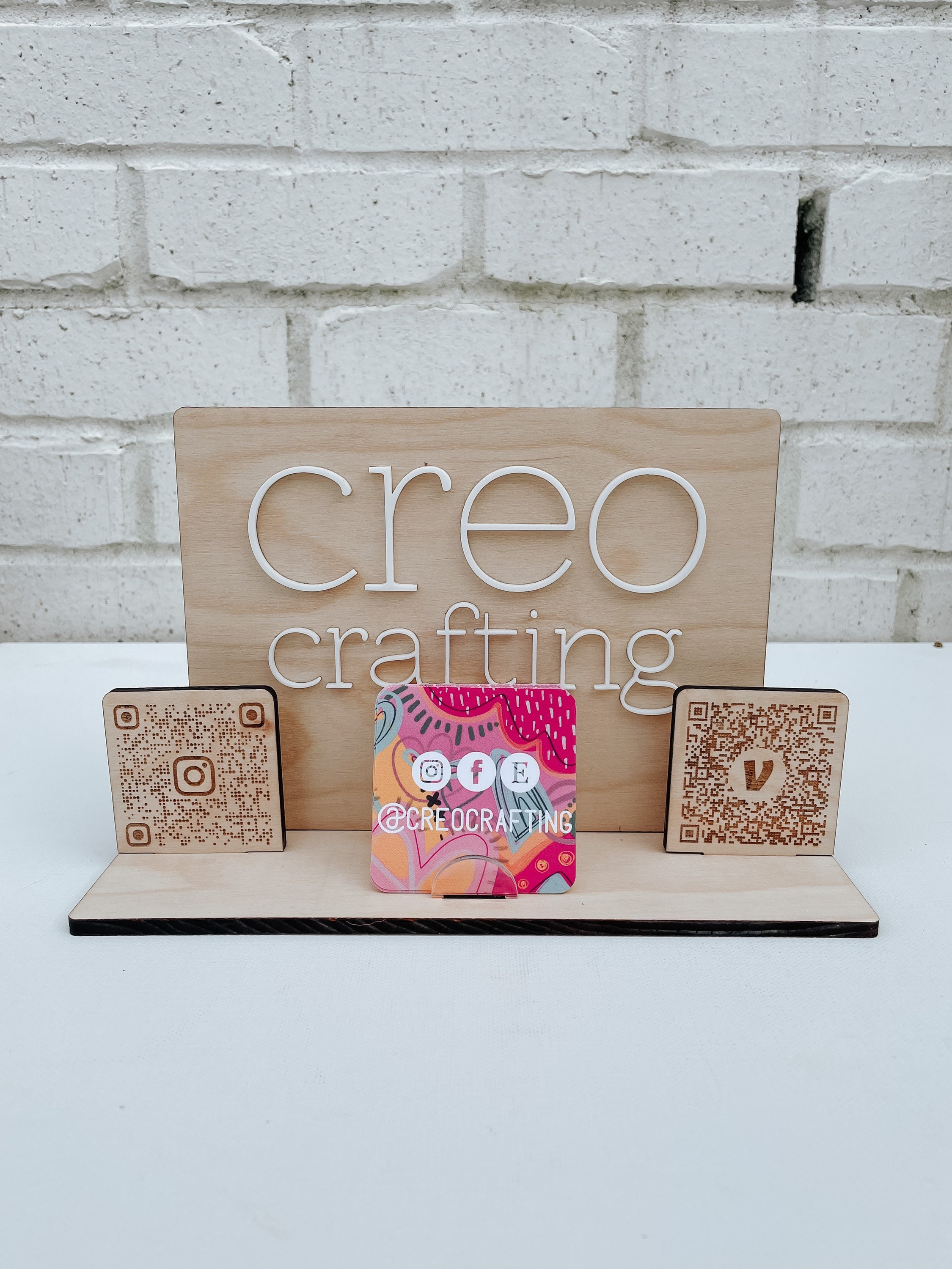 Rectangle Table Top Wooden Logo Sign Display // Business Card Etsy