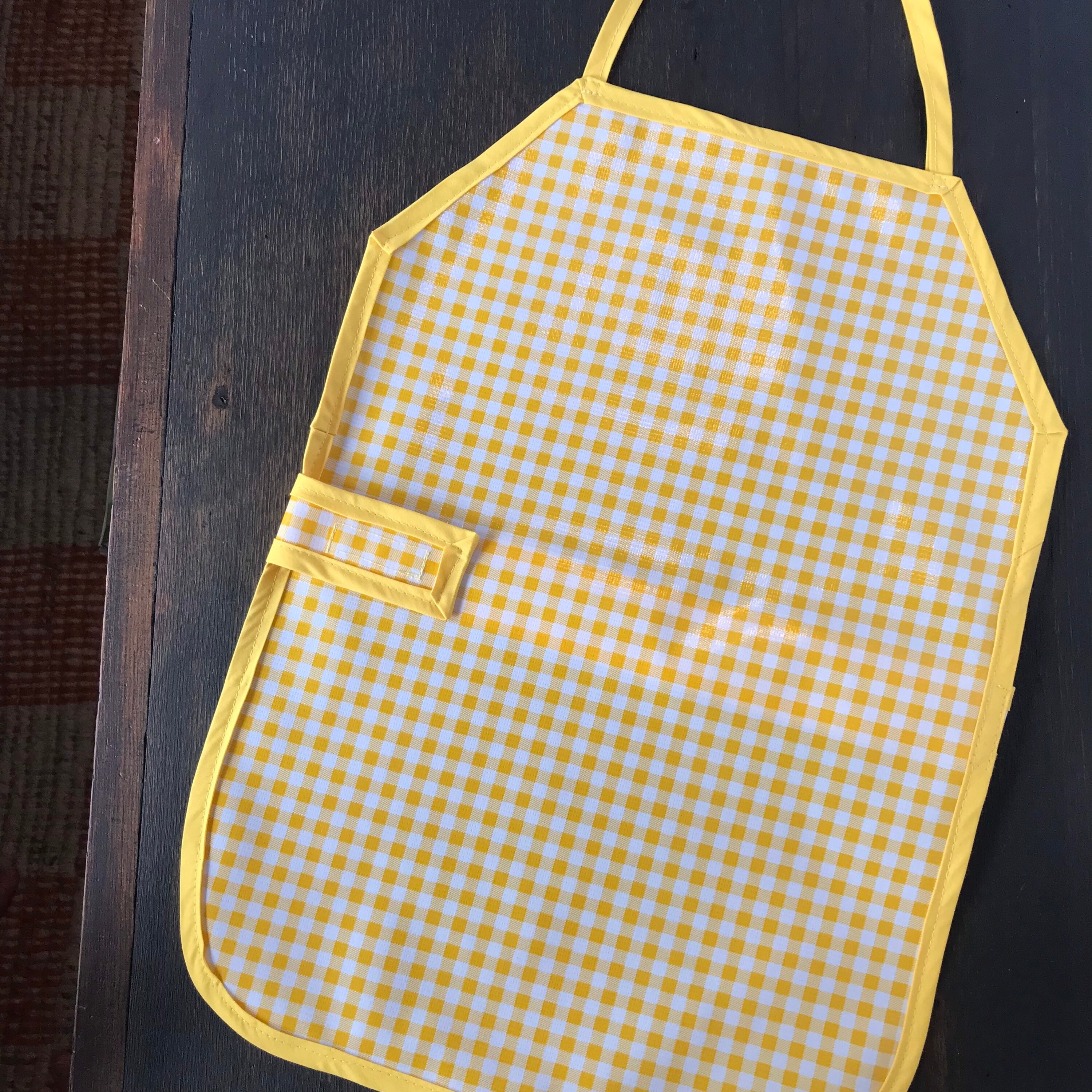 Gelbe und weiße Vichy Karo Print Wachstuch Wasserfest Schürze | Etsy