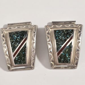 Sterling Silver Southwestern With Inlaid Turquoise and Coral Wristwatch Lugs