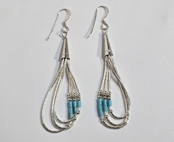 Liquid Sterling Silver Turquoise Dangle Drop Earrings