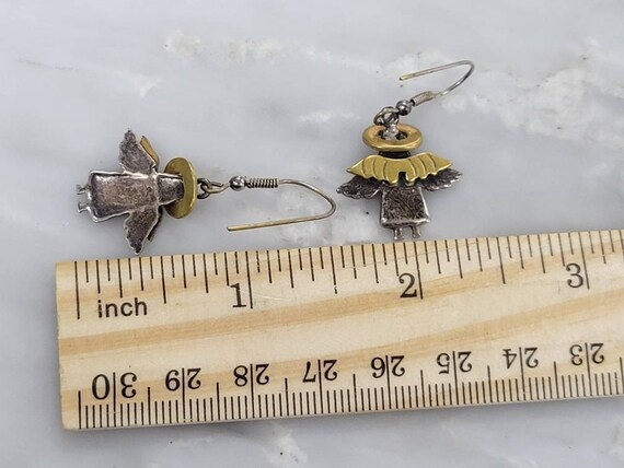 Vintage Sterling Silver and Brass Angel Dangle Dr… - image 3