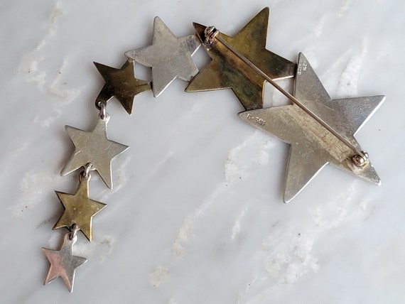 Taxco Sterling Silver And Brass Shooting Star Bro… - image 5